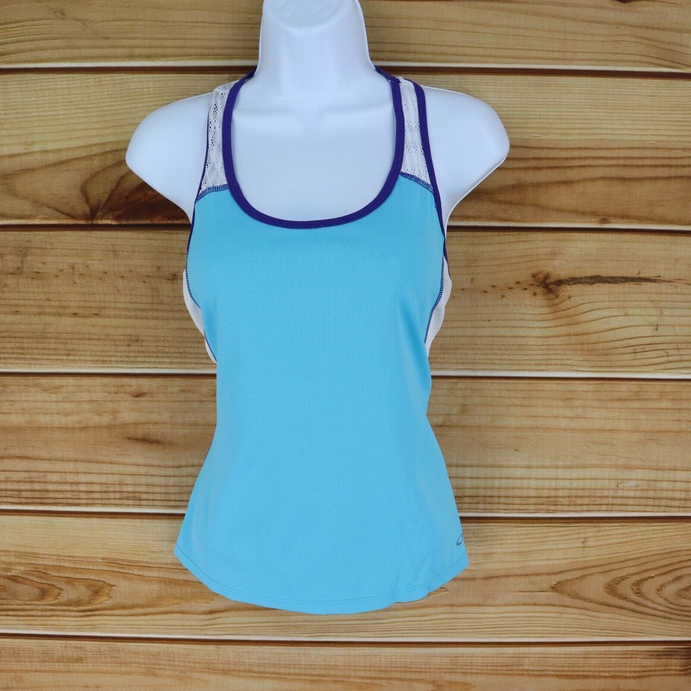 c9 by Champion Racerback Tank Top Womens Sz S Blue White Lightweight Scoop Neck